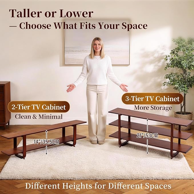 Tiita TV Stand with Storage for TVs up to 65'', Bamboo TV Console Entertainment - Image 3