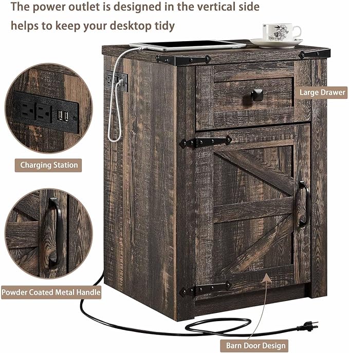 SOOWERY Nightstands Set of 2, Nightstand - Image 7