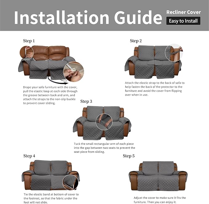 Easy-Going Oversized Loveseat Recliner Cover, Reversible Couch Cover - Image 7