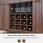 OKD Fluted Wine Bar Cabinet, 3 Drawers, 4 Glass Holders & 12 Wine Racks - Image 5