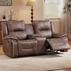 EBELLO Faux Leather Manual Recliner Loveseat, 2 Seater Reclining Sofa Chair by EBELLO