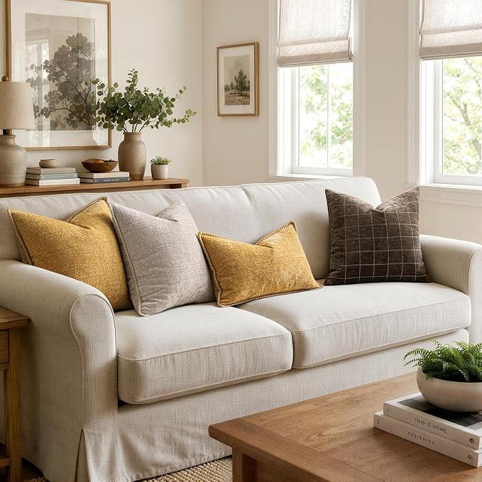MIULEE Decorative Couch Throw Pillow Covers 18x18 Inch Gold 2 Pack | Mustard - Image 5