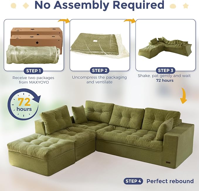 MAXYOYO 132" L Shaped Modular Sectional Sofa - Image 9