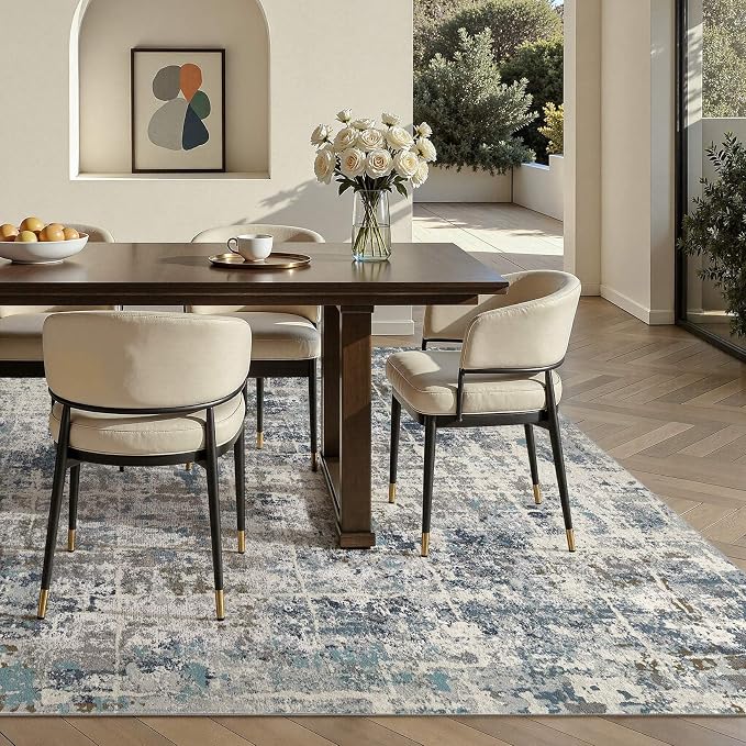 DMOYEST Area Rug Living Room Rugs 6x9 Washable Abstract Carpet | Neutral Modern - Image 3