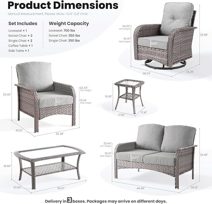 ovios 7-Piece Patio Furniture Set, Outdoor Wicker Sofa - Image 9