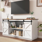 YESHOMY Farmhouse TV Stand for Televisions up to 65 Inches, Sliding Barn Doors - Image 3