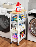 OKZEST Utility Slim Storage Cart, 4-Tier Narrow Bathroom Organizers and Storage - Image 9