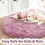 Amdrebio Mauve Pink Round Plush Rug 5Ft - Image 4