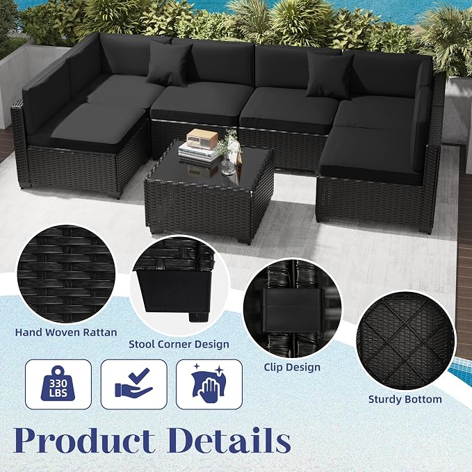 KIGOTY 14-Piece Patio Furniture Set, All-Weather PE Rattan Outdoor Sectional - Image 3