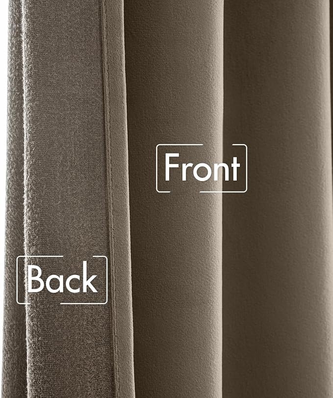 MIULEE Taupe Velvet Curtains 52x108 inches Luxury Blackout Curtains | Thermal - Image 6