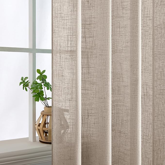 MIULEE Natural Linen Curtains 52x96 Inch Long 2 Panels - Image 5