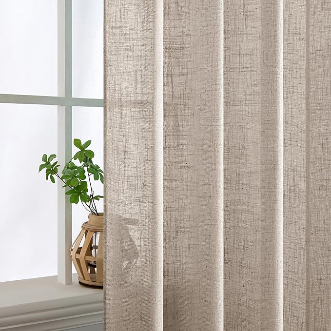 MIULEE Natural Linen Curtains 52x108 Inch 2 Panels - Image 5