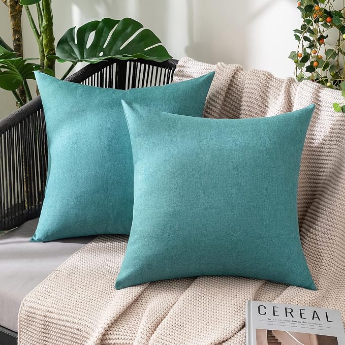 MIULEE Pack of 2 Decorative Outdoor Solid Waterproof Throw Pillow Covers Faux by MIULEE