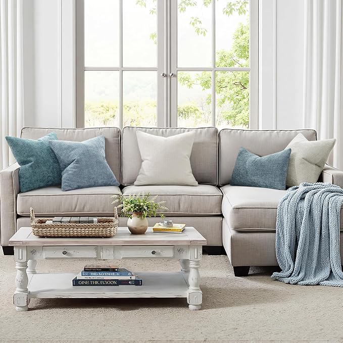 MIULEE Decorative Couch Throw Pillow Covers 20x20 Inch Light Blue 2 Pack | - Image 2