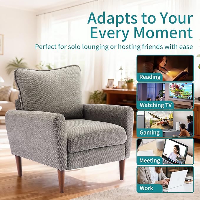 OLIXIS Comfy Accent Chair for Living Room Bedroom and Waiting Room, Upholstered - Image 4