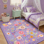 RELEANY Floral Washable 6x9 Area Rugs Purple/Pink | Flower Carpet Print Boho - Image 9