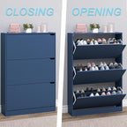 BORNOON Shoe Cabinet with 3 Flip Drawers, Hidden Wood Shoe Cabinet, - Image 5