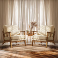 VINGLI Solid Wood Wide Armrests Accent Chair Set of 2, Upholstered Mid Century by VINGLI