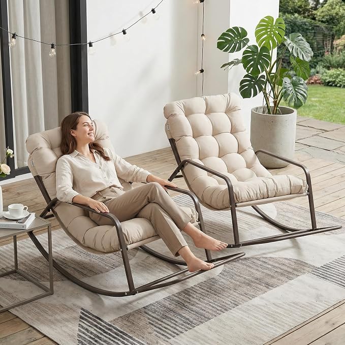 RADIATA 2pcs Rocking Lounge Chair, Indoor Outdoor Reclining Lounger - Image 4
