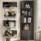 IRONCK Corner Bookshelf, 70.87" Tall Corner Bookcase - Image 3