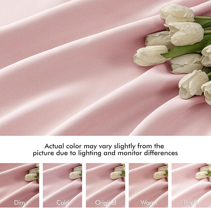 MIULEE Light Pink Back Tab Blackout Curtains 52x120 Inch Long 2 Panels Set | - Image 8