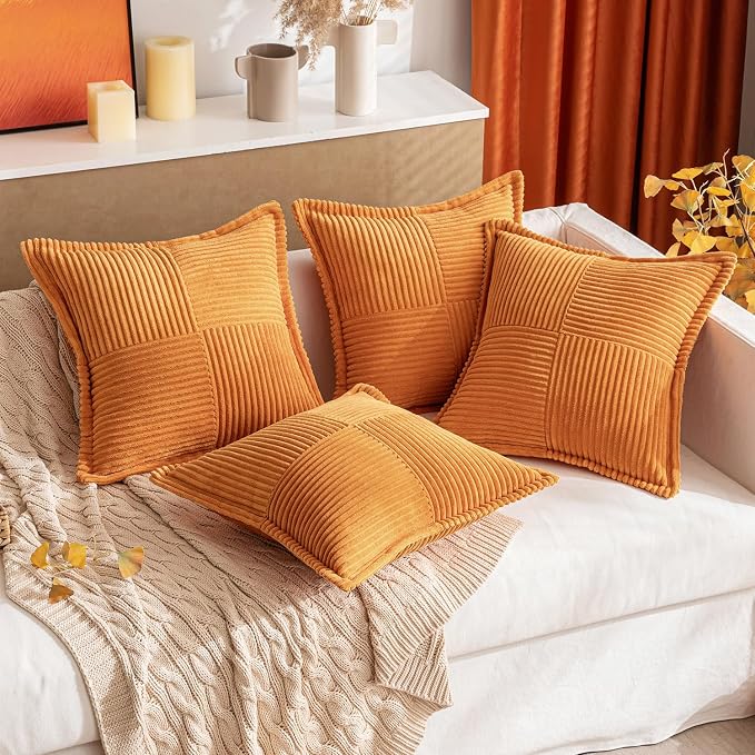 MIULEE Fall Burnt Orange Decorative Throw Pillow Covers 18x18 Inch 2 Pack | - Image 5