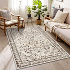 Yamaziot 3x5 Washable Area Rug for Bedroom Floral Carpet, Stain Resistant - Image 2