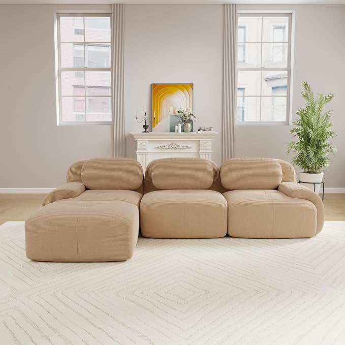 Boneless Sectional Couch, No Assembly Required, 117.3” L Shaped Modular Cloud - Image 2