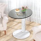 Hooseng Glass Round Coffee Table End Table, 22-Inch Modern Tempered Transparent by Hooseng