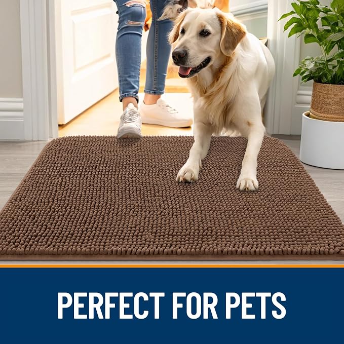 OLANLY Dog Door Mat for Muddy Paws 34x21, Super Absorbent Chenille Mud Mat | - Image 6