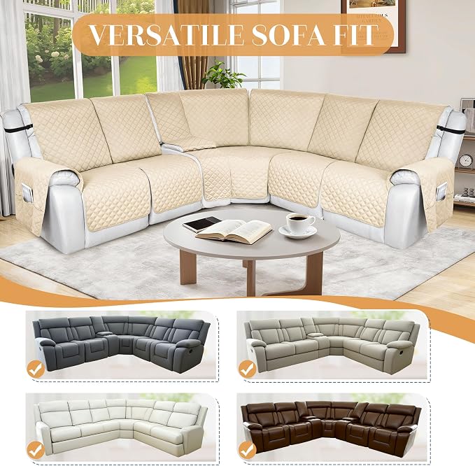 HDCAXKJ 100% Waterproof Reclining Sectional Couch Covers L Shape Recliner Sofa - Image 6