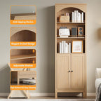 Bookshelf with Doors, Floor Standing Display Storage Cabinet - Image 5