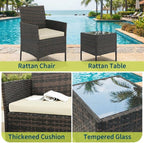 GarveeHome 3-Piece Patio Bistro Set, PE Rattan Outdoor Conversation Furniture - Image 4