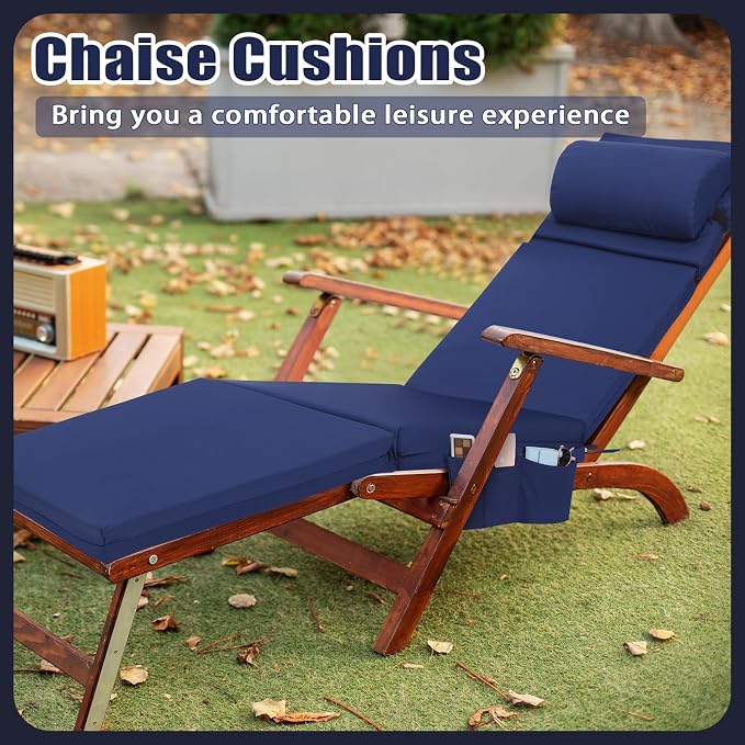 Wenqik 2 Pcs Outdoor Chaise Lounge Cushion - Image 6