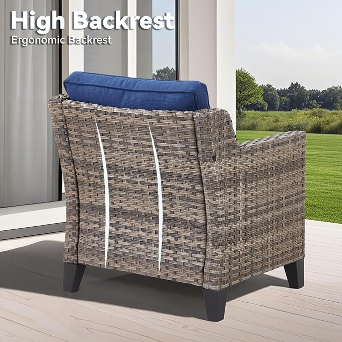 Patio Chairs Set of 2-All Weather Rattan Wicker Outdoor Chair - Image 6