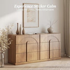 BELLEZE Sideboard Cabinet with 3 Drawers, Large Fluted Sideboard with Storage - Image 4