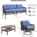 4-Piece Outdoor Wicker Sectional Sofa Set, All Weather Patio Conversation Set - Image 3