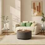 29.5 Inch Round Storage Ottoman Coffee Table, Modern Circle Coffee Table - Image 3