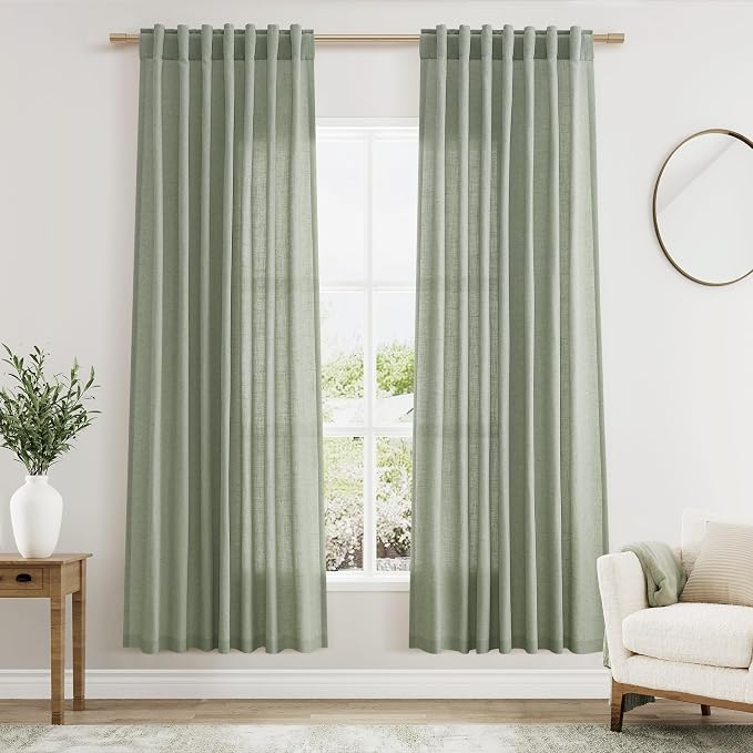 Desert Sage Linen Curtains 72 Inch Length by Nanspring