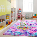 Noahas 6x9 Large Tie-Dyed Pink Purple Blue Fluffy Area Rug Non-Slip - Image 7