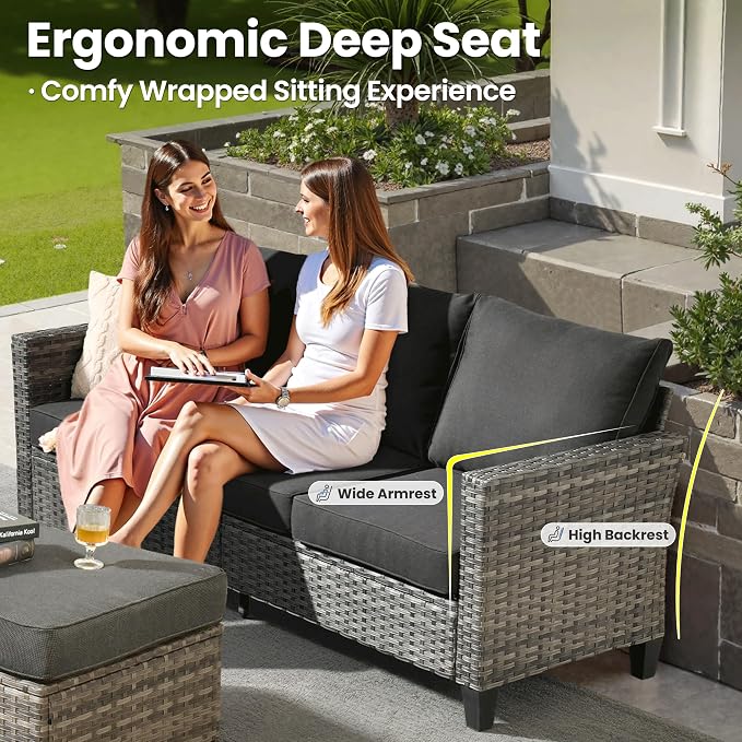 ovios 8 Pieces Patio Furniture Set, Outdoor Wicker Sofa Couch - Image 7