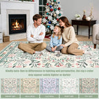 PLHXFR 2.6x14 Washable Runner Rug：Floral Indoor Kitchen Carpet Green Beige | - Image 9