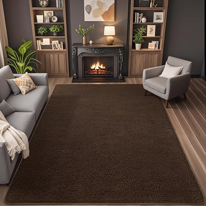 4x6 Area Rugs for Living Room Non Slip Dorm Bedroom Rug, Coffee | Modern Area - Image 8