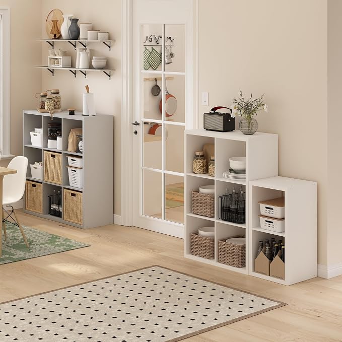 Furinno Cubicle Book Shelf, 6-Cube Bookshelf, Extra Thick Frame Horizontally & - Image 6