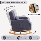 HCHAIRH Rocking Chair with Ottoman, Upholstered Glider Rocker with High - Image 4