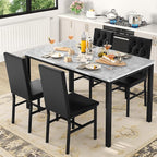 Hooseng Dining Table Set for 4, Faux Marble Small Kitchen Table Chairs Set of 4 - Image 2