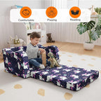 MeMoreCool Kids Folding Couch – Purple Unicorn Toddler Chair, Fold-Out 2-in-1 - Image 4