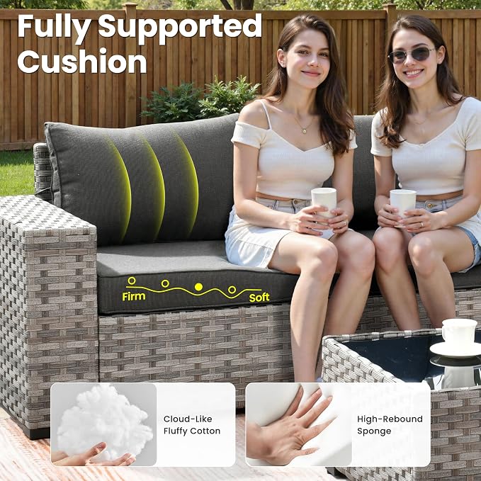 ovios 7 Pieces Patio Furniture Set, Outdoor Wicker Sectional Sofa - Image 5