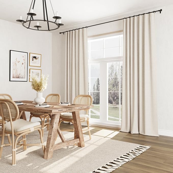 100% Blackout Linen Curtains for Bedroom 96 inches Long, Thermal Insulated Room - Image 8