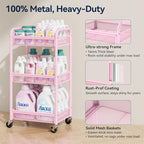 YASONIC 3 Tier Rolling Cart – Metal Utility Storage Cart - Image 2